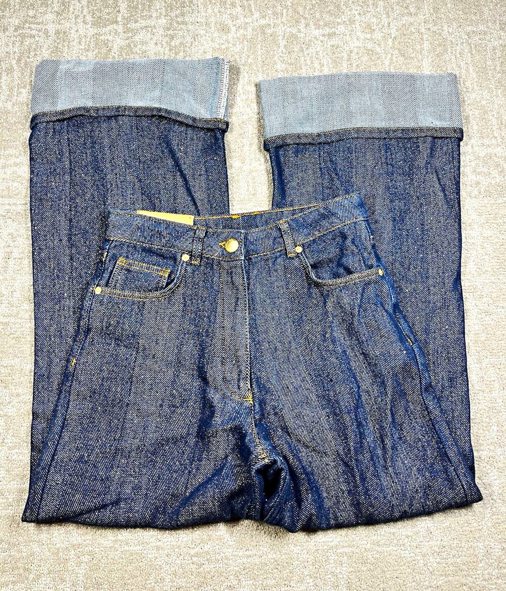 FARM Rio High Rise Dark Wash Wide-Leg Cuffed Denim Jeans Womens Size 26
